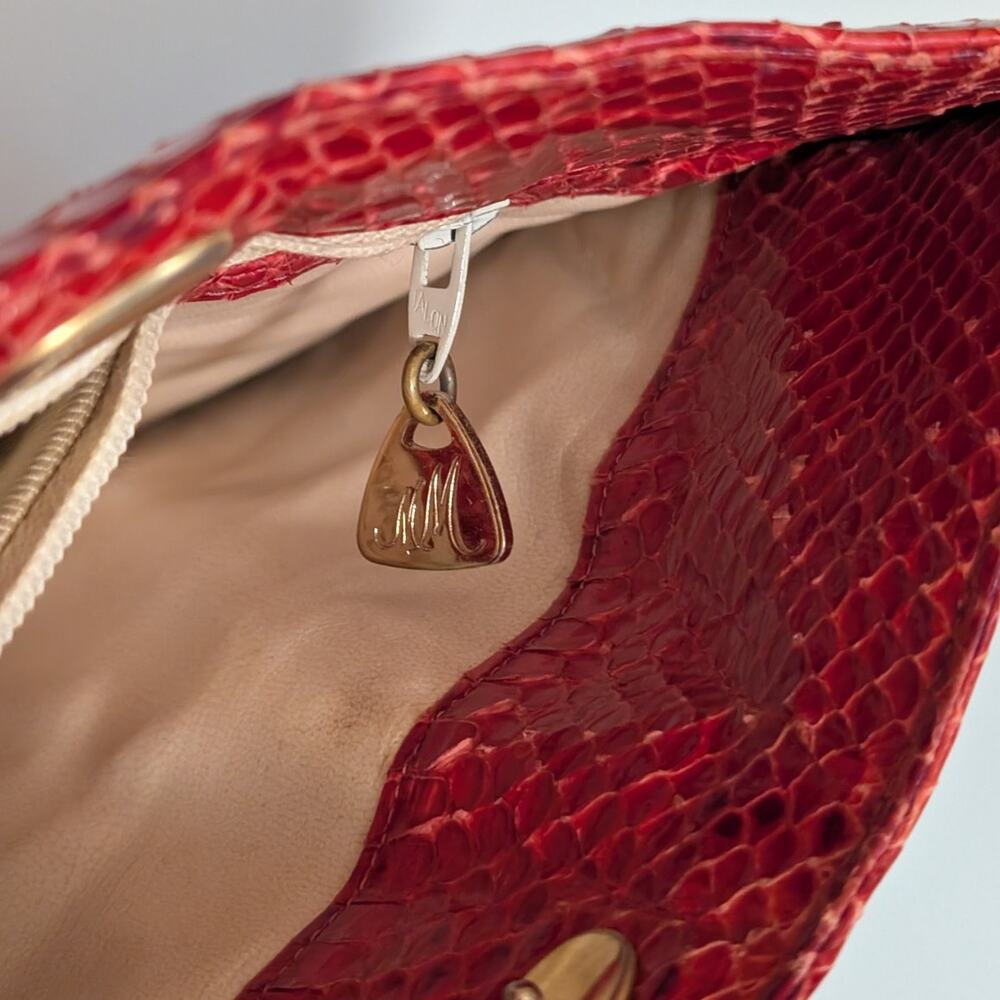 Morris Moskowitz Vintage | Genuine Reptile Crossbody Bag | Red - Picture 10 of 15